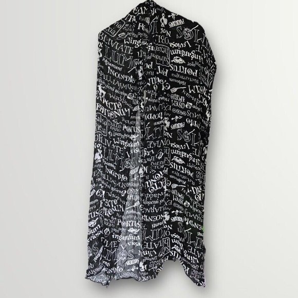 Universal Studios Wizarding World Harry Potter Black White Spells Scarf RN#12477 - Picture 5 of 5